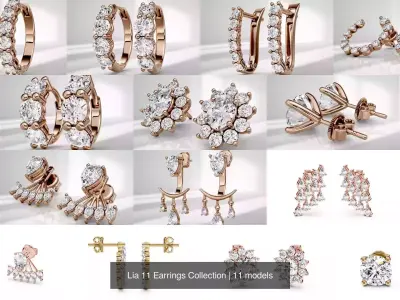 Lia 11 Earrings Collection 3D Model Pack