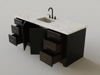 Dark Bathroom Set Low-poly 3D model
