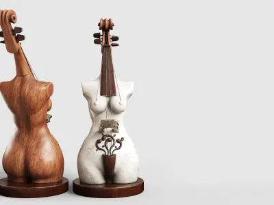 Music Girl Sculpture Low-poly 3D model