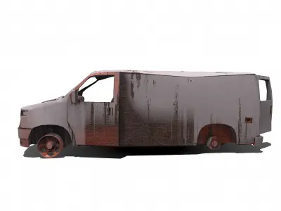 Wrecked Van Low-poly PBR Low-poly 3D model