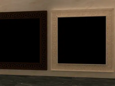 Mirror pair of picture frames on wall 3D model