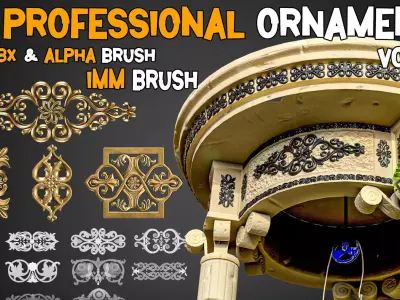 50 Professional Ornaments Brushes   Vol 13 Low-poly 3D model