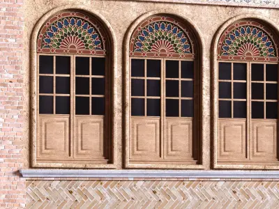 Arabic exterior facade element set 815 Low-poly 3D model