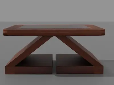 Living Room wooden table Low-poly 3D model