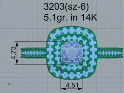 Square Double Halo Ring 3203 Free 3D print model