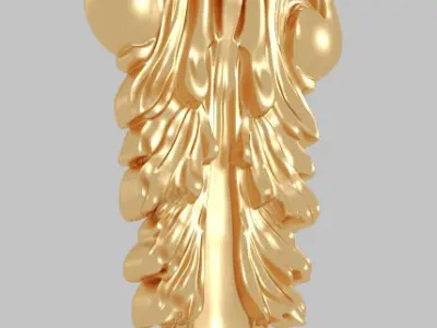 Classic 3D motifs inlaid with gold frame 3D model