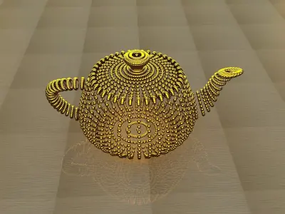 Kettle golden teapot Free low-poly 3D model