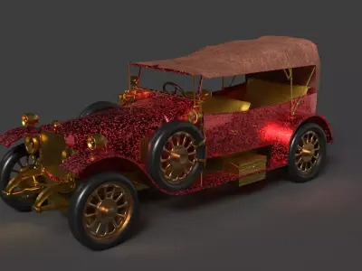 Red vintage car   Low-poly 3D model by aceimagedesign-1