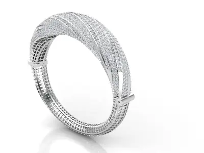 Btwist gold bangle with diamonds 3D print model