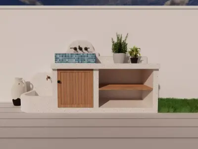 Bathroom Cabinet With Sink -B6 3D model