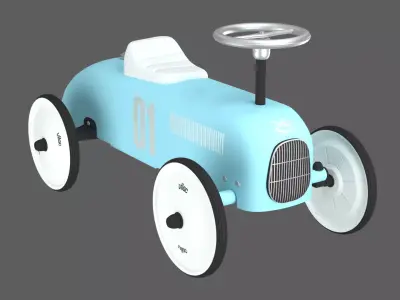Retro Push Car Toy 3D Model 3D model