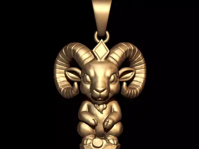 Bighorn sheep Animal Pendant 3D print model