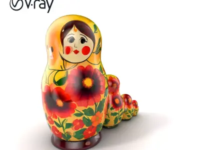 HandPainted Matryoshka Doll Collection model pack Low-poly 3D model