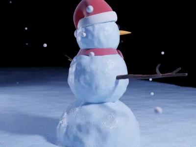 Snowman Low-poly 3D model