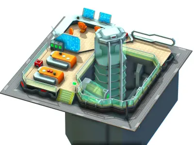 isometrical recreation room barrack hospital 3 Low-poly 3D model