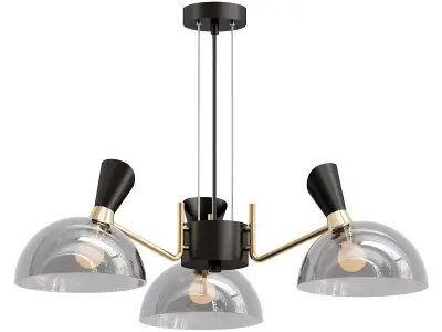 amanda three light chandelier in brass and clear glass 3D model