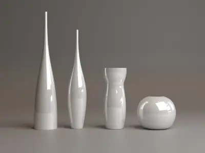 A set of modern decorative vases  Low-poly 3D model