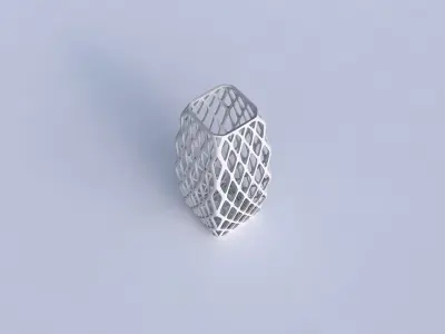 Vase rectangle with diagonal grid lattice 3D print model