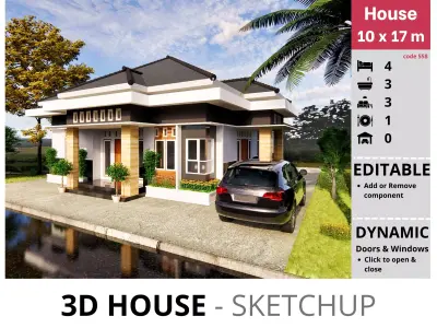 House 10x17m code 558 - Sketchup 3D model 3D model 3D model