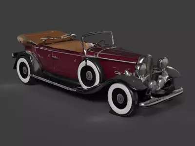 Chinese vintage car  figure  Low-poly 3D model