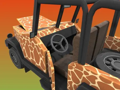 Safari Jeep Game asset Low-poly 3D model