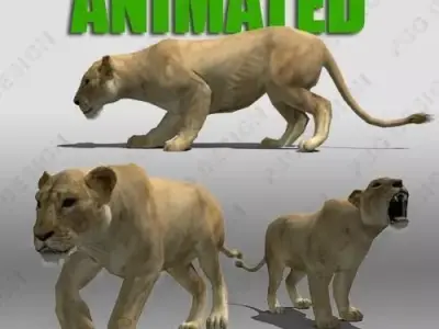 Lioness Animated Low-poly 3D model