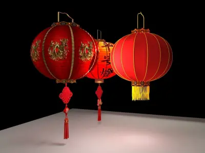 Chinese red lantern  3D model 13