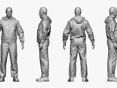 001154 engineering suit red Low-poly 3D model