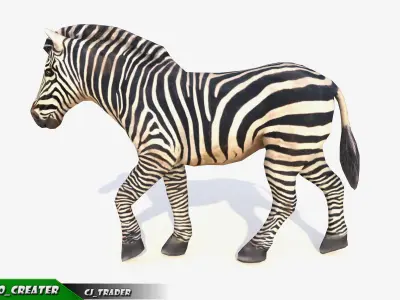 Lowpoly Zebra Animated 3D model Low-poly 3D model