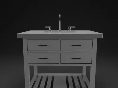 Bathroom Vanity Cabinet - Sleek White 3D model