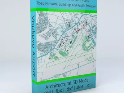 Vnukovo VKO Moscow Airport Roads Buildings and Public Transport 3D model