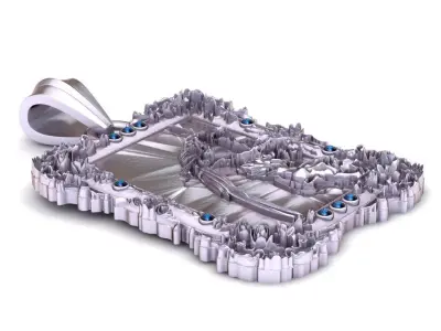 Baroque Framed Angel Relief Pendant 3D Printable Model 3D print model