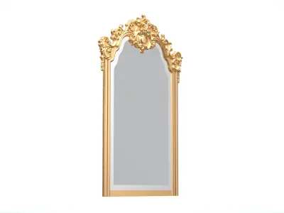 Baroque Ornate Wall Mirror Gold Frame Low-poly 3D model