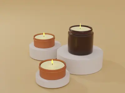 Jar Candle set Free low-poly 3D model