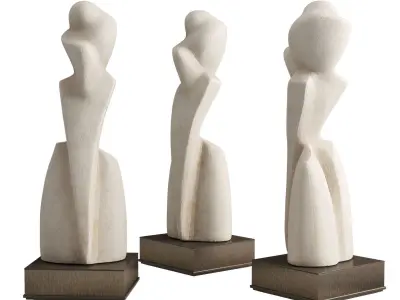 White tall abstract Low-poly 3D model