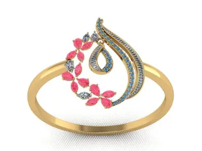 Stylish floral ring 3D print model