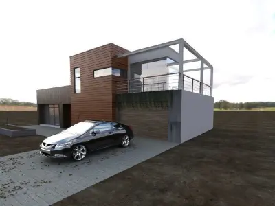 minimalist house in village 3D print model