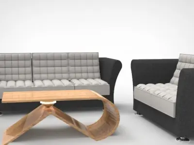 Living room Sofa with a Light embedded Table 3D model