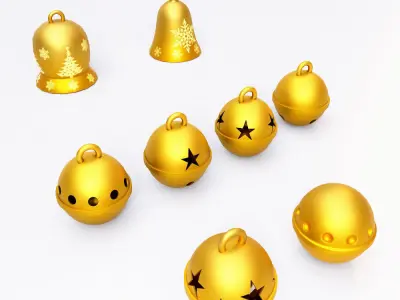 Christmas bell 3d model set3 Low-poly 3D model