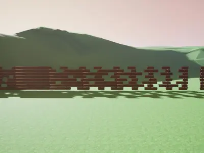 Fences and gates asset pack with damaged versions Free low-poly 3D model