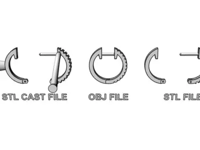 Round Earring Diamond Hoops  3D print model