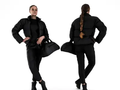 Woman in winter casual style 56 Low-poly 3D model