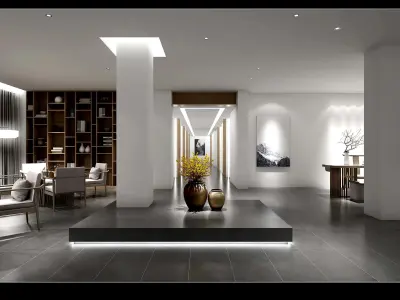 Executive Negotiation Room - Corporate Boardroom Scene Low-poly 3D model