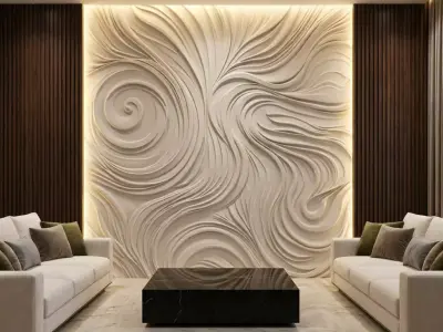 modern panel wall decor set relief stl mural CNC 192 3D model