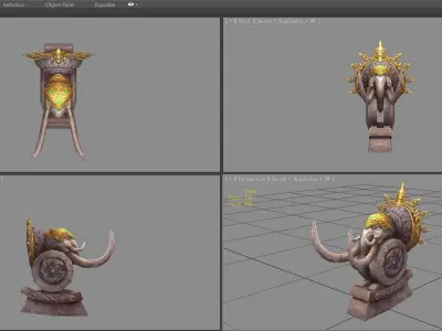 Stone elephant sculpture Low-poly 3D model