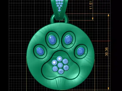 Gold Emerald Diamond Pendant 3D print model