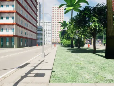 City Downtown Skyscraper Street - Unreal - Lot 01 Low-poly 3D model