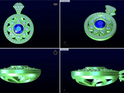 womens flower pendant necklace 3D print model