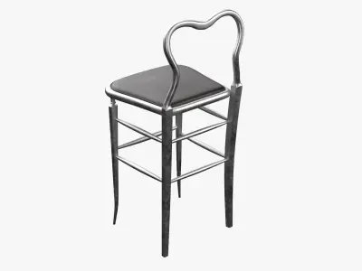 High Chair Clerks Chair No 9 Shiny Aluminum Version 3D model