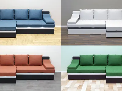 Realistic modern sofa couch Low-poly 3D model